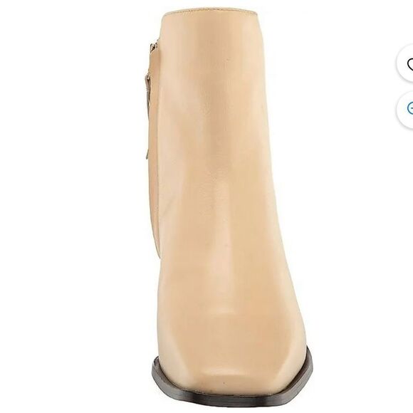 Sam Edelman Thatcher Square Toe Faux Leather Boots, 7.5 Eggshell, Ivory NWOB - Picture 2 of 11